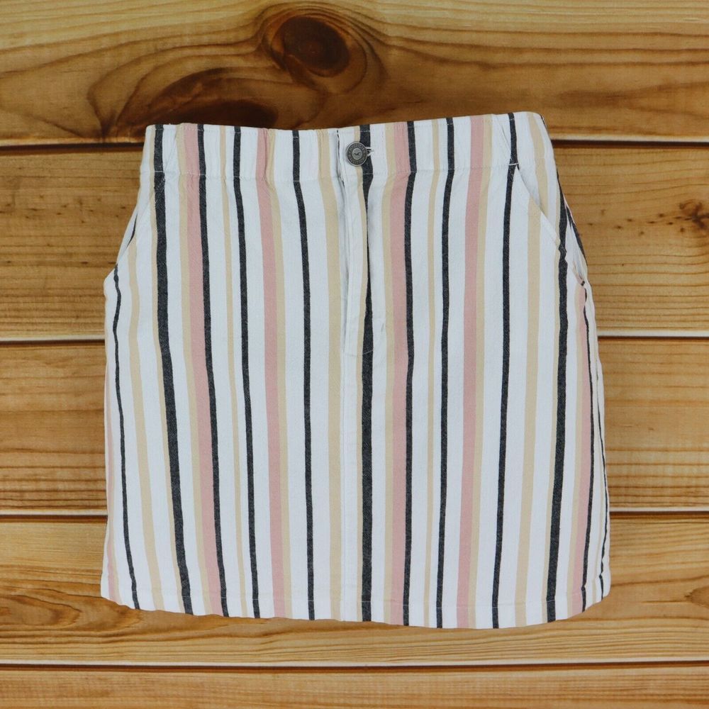 Hollister Skirt Short Straight Ultra High Rise Women S Multicolor Stripe Pockets